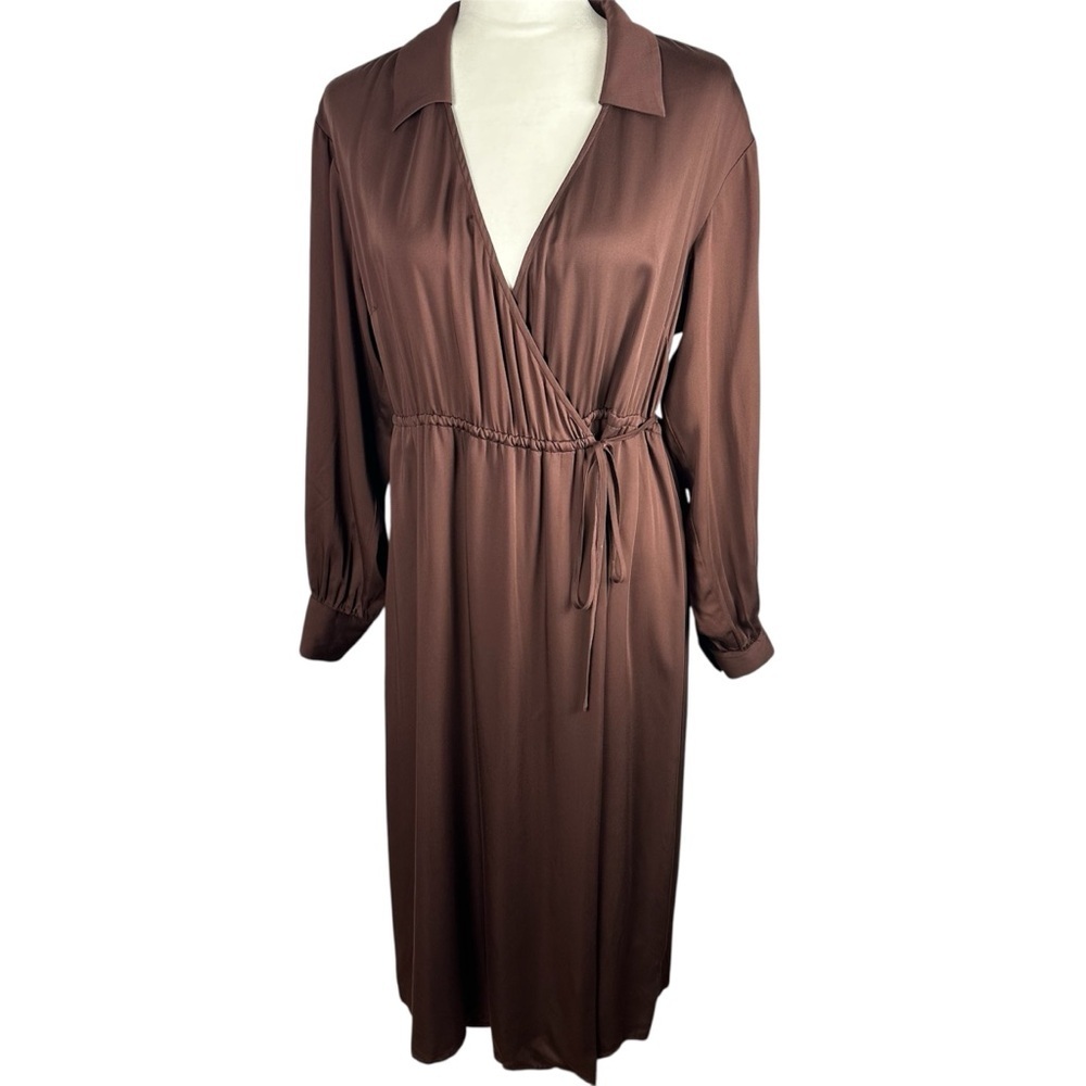 Frank & Oak The Wrap Brown Midi Dress NWT